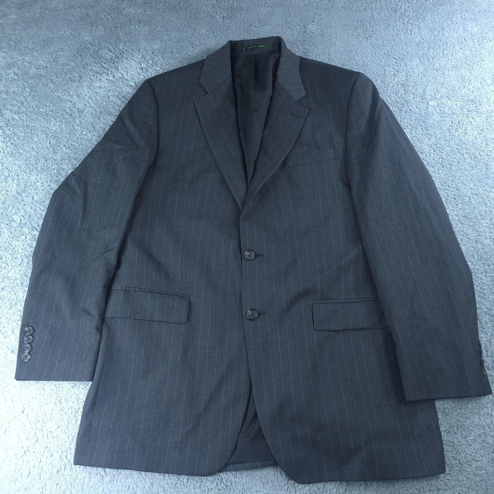 Vintage Lauren Ralph Lauren Blazer Mens 46 Gray Pinstripe 2 Button Sport Coat